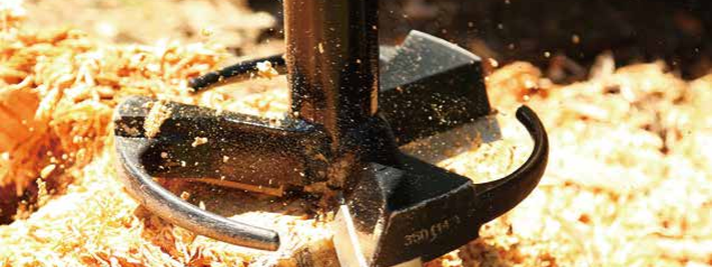 Auger drive work tools — log splitter, core barrel and mixing bowl