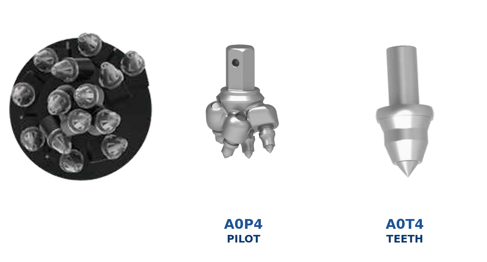 W4 cutting face, pilot and teeth